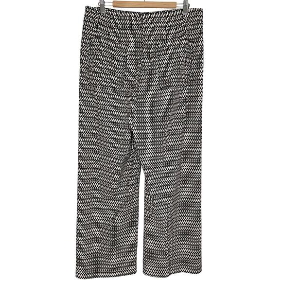Anthropologie Maeve Colette Cropped Wide Leg Pants | Black‎ White Print | SZ 33T - Picture 5 of 13
